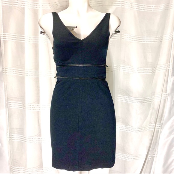 Theory $295 Bodycon Zipper Accent Mini Dress 0 Black Dress - Picture 8 of 16